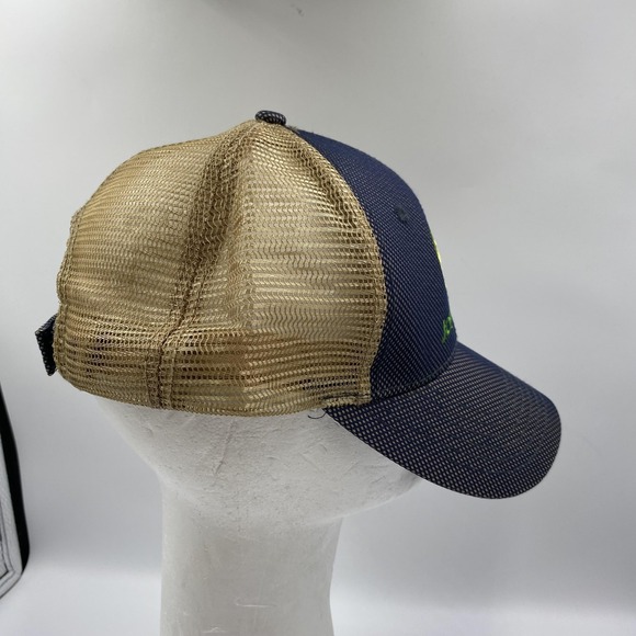 John Deere Hat Cap Strap Back Blue Tan Mesh Trucker Embroidered Mens Green Farm - Picture 4 of 8